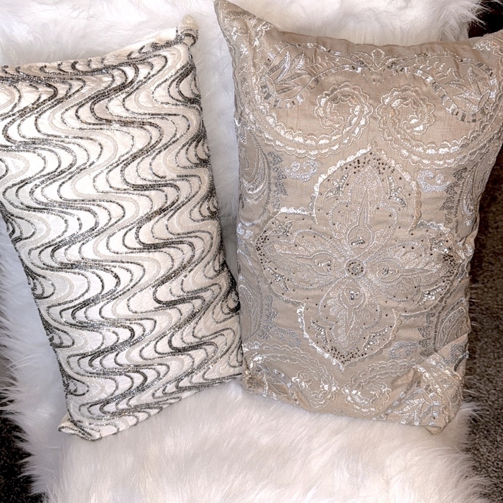 Two Pier 1 Elegant Decorative Throw Pillows Set
